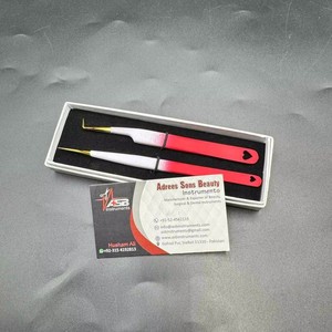 Pinces à cils professionnelles japonaises en acier inoxydable, droites et en forme de L, pinces à cils rouge et blanc ombré, logo personnalisé - Product Image 3
