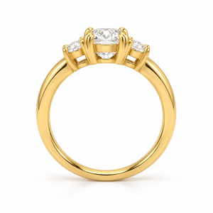 Anillo de compromiso y aniversario con tres diamantes de corte cojín de 2.20 quilates con piedras laterales cultivadas en laboratorio, certificado IGI, joyería clásica de oro. - Product Image 2