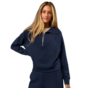 <b>Women</b> Acid Wash Autumn Hoodie Tracksuit Solid Color Long Sleeve <b>Quarter</b> <b>Zip</b> Sweatshirt Jogger Pants Casual Fleece Pullover Set - Product Image 1