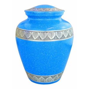 Turquoise Plain Blue Cremation Urn With Scale Pattern Handmade Adult Urn For Ashes Container <b>Vase</b> Tabletop Display Funeral Urns - Product Image 5