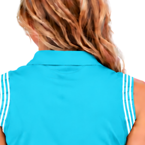 <b>Turquoise</b> Equestrian Sleeveless Patch Collar Polo <b>Shirt</b> for Women Slim Fit Horse Riding Training Top Customized Wholesale - Product Image 4