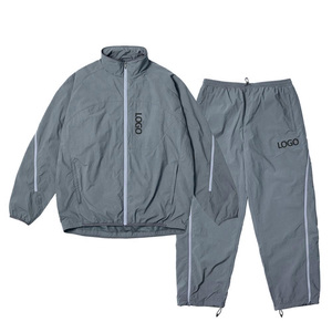 Ensemble de survêtement unisexe de haute qualité avec pantalon de jogging et veste zippée ajustable, en nylon, pour hommes - Product Image 6