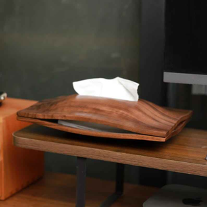 Boîte à mouchoirs en bois d'acacia foncé naturel fait main, autoportante, écologique, décorative, pour le salon - Product Image 1