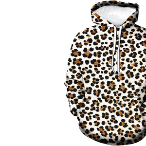 Sweat-shirt à capuche unisexe en molleton de coton imprimé léopard, style streetwear, personnalisable avec logo, fournisseur en gros - Product Image 4