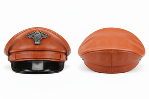 Customized Genuine Leather Style Peak Cap Adjustable Classic Visor <b>Hat</b> Comfortable Outdoor Fashion Headwear Uniform Caps - Product Image 3