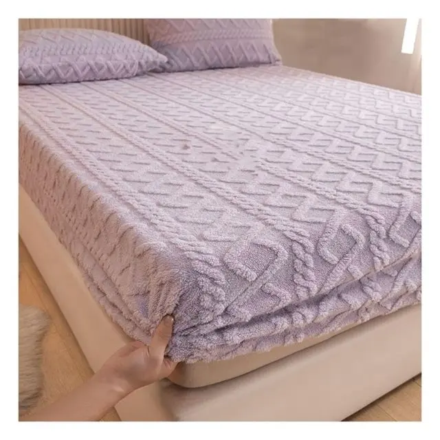 Drap chaud en laine tricoté au Crochet Style housse de matelas en molleton de corail taille double/reine drap de lit pour enfants ensembles de draps de lit Double face