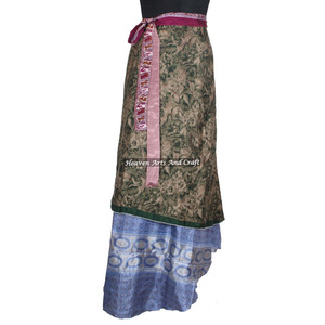 Nuevo falda-vestido mágica india de 2 capas, reversible, de seda vintage, de 38 pulgadas de largo, estilo halter, tipo tubo, ¡gran oferta para mujer! - Product Image 3