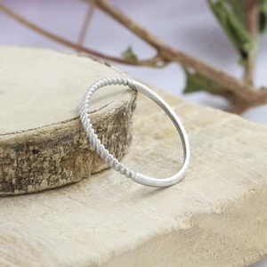 925 Sterling Silver Half Twisted Rope <b>Ring</b> for Women Stackable Minimalist Boho Handmade <b>Thin</b> Band Promise <b>Ring</b> GIA Certified - Product Image 4