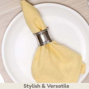 Vintage Metal <b>Napkin</b> Rings Set of 12 <b>Silver</b> Handmade Hammered Texture Table Decor - Product Image 6