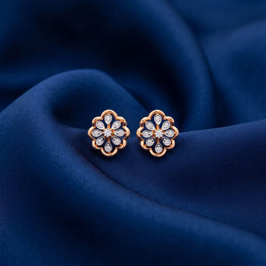 Women's Yellow Gold Diamond Earrings Round Brilliant Cut Minimalist <b>Studs</b> Lab Grown Diamonds <b>Studs</b> 10K 14K 18K 925 & 935 <b>Silver</b> - Product Image 1