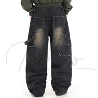 Pantalones de Hombre de Alta Calidad, Corte Regular, Pierna Ancha, Azul Lavado, Logotipo Personalizado, Tela Sólida, Transpirable, Ecológico, Secado Rápido, Tallas Grandes
