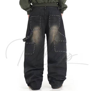 Pantalones holgados de alta calidad para hombre, azules lavados, con logo personalizado, jeans de corte holgado, jeans casuales de algodón para hombre. - Product Image 4