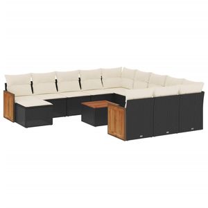 Grand ensemble de canapés de jardin modulaires en rotin PE noir, meubles d'extérieur modulaires élégants - Product Image 2