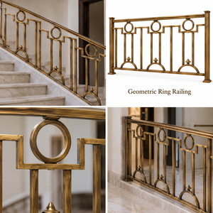 Rampe d'escalier géométrique avec motifs circulaires et barres escalonpées pour hôtels de luxe, villas et intérieurs modernes - Product Image 5