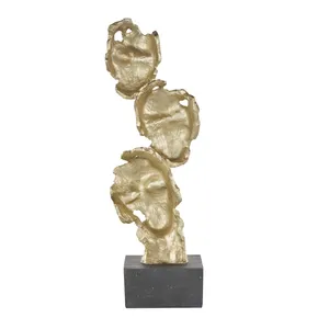 Figurine en résine plaquée or, visages humains abstraits, impression numérique, décoration artistique, objet de collection, accent d'intérieur moderne - Product Image 3