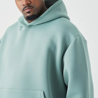 Sweat à capuche oversize premium vert menthe 100% coton molletonné respirant séchage rapide épaules tombantes avec poche kangourou