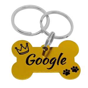 Pendentif d'identification personnalisé pour animaux de compagnie, gravé au laser noir, pour collier de chien, chat, petits animaux, en laiton fait main couleur or - Product Image 1