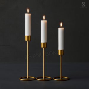 Durable Golden Candle Holder Metal <b>T</b> <b>Light</b> Stand Elegant Table Decor for Living Room & Office At Wholesale Export Worldwide - Product Image 1