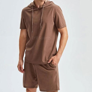 Ensemble sweat à capuche et short décontracté pour homme, hiver, haute qualité, uni, avec cordon de serrage, respirant, léger, personnalisable - Product Image 4