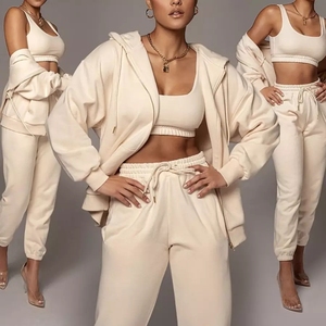 Hoodies for Woman,Wool Hoodie <b>Set</b> Winter Fleece Tracksuit <b>2</b> <b>Piece</b> <b>Women</b> <b>Set</b> Crop Top Oversize Hoodie <b>Women</b> Sweatshirt - Product Image 1