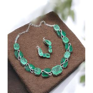 Precioso conjunto de collar y aretes de circonita plateada de alta calidad, ideal para bodas y fiestas, colección para mujer. - Product Image 1