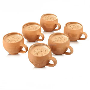 Tasse en terre cuite faite à la main avec poignée tasse en terre cuite pour servir du thé café babeurre boissons à base de plantes et poterie indienne rustique - Product Image 4