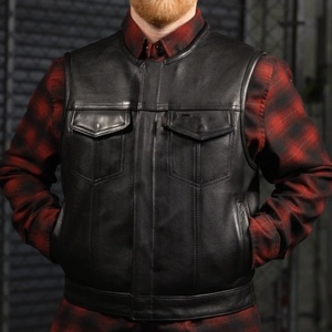 Chaleco de Motociclista de Cuero Genuino Negro Premium para Hombre, Estilo Clásico de Club, Chaqueta sin Mangas con Cierre Frontal Oculto - Product Image 6