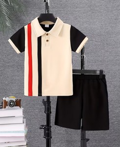 Baby Boys' 2pcs Lightweight Summer Casual Shorts Set Featuring Stylish Comfortable Solid Lapel Single Button Short Sleeve Quick - Product Image 1