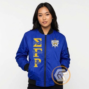 Veste universitaire personnalisée Sigma Gamma Rho, matelassée et brodée, de haute qualité, respirante, coupe-vent, imperméable, en soie pour femmes - Product Image 3