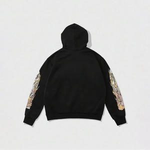 เสื้อฮู้ดดี้ทรงโอเวอร์ไซส์แบบตัดเย็บลายเพชร พร้อมดีไซน์ประดับคริสตัล ผ้าฟลีซหนานุ่ม บริการ ODM สำหรับแบรนด์สตรีทแวร์ - Product Image 3
