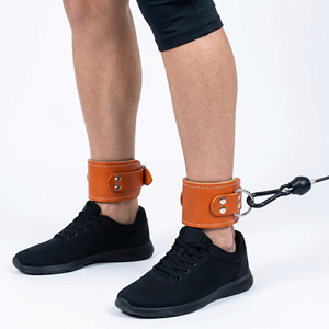 Correa de tobillo de cuero para levantamiento de pesas con anillo en D, soporte para piernas, para máquina de cable, para entrenamiento y fitness - Product Image 6