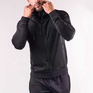 Apparel Set Custom Your Logo Slim Fit Men Black Tracksuits Sportswear Hoodies - Product Image 3