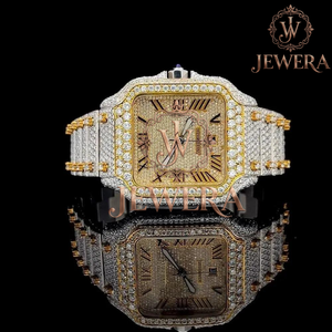 Reloj de Diseño Premium con Diamantes, Reloj de Oro con Diamantes para Hombre, Elegante Reloj con Detalles de Diamantes, Reloj de Acero Inoxidable con Diamantes - Product Image 4