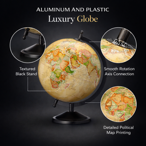 Globo Terráqueo Grande de Escritorio con Mapa del Mundo a Color | Construcción Duradera de Aluminio y Plástico |   Globo Terráqueo Educativo para Oficina, Hogar y Aula - Product Image 2