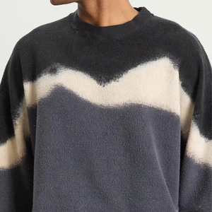 Sudadera de punto de forro polar para hombre, cuello redondo, oversize, con estampado tie-dye de colores mezclados, bloques de color, corte regular, para invierno - Product Image 5