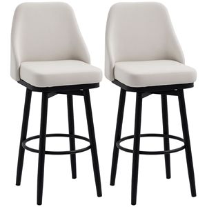 Juego Moderno de 2 Taburetes de Bar Giratorios 360 Grados, Sillas de Cocina con Patas de Acero y Reposapiés, Altura del Asiento 29.5 Pulgadas - Product Image 1