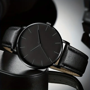 6256 Juego de 3 Relojes de Cuarzo Negros Redondos para Hombre, Reloj de Moda Masculino, Juego de Regalo - Product Image 4