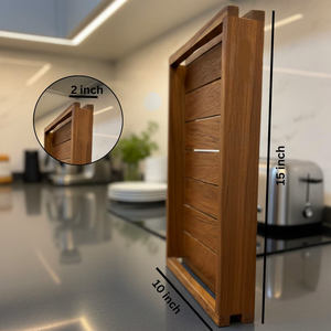 ถาดเสิร์ฟไม้ทรงสี่เหลี่ยมผืนผ้า คุณภาพพรีเมียม เหมาะสำหรับร้านอาหาร โรงแรม บ้าน ใช้เสิร์ฟขนม ชา จำหน่ายจำนวนมาก - Product Image 3