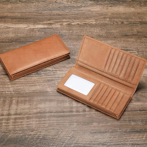 Portefeuille long pour homme en cuir véritable léger de haute qualité, fabriqué en usine avec logo personnalisé, prix de gros - Product Image 2