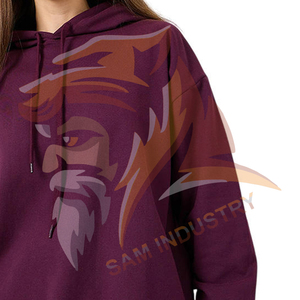 Solid Plain Cotton Casual Knitted Breathable Eco-Friendly Hoodies for Women Custom Color Women <b>Drop</b> Shoulder Hoodies - Product Image 5