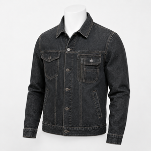Chaqueta Vaquera de Mezclilla con Lavado Ácido, Corte Ajustado y Ecológica de AGNI INDUSTRY con Logotipo Personalizado para Hombre, con Múltiples Bolsillos, Abrigo Casual de Invierno - Product Image 4