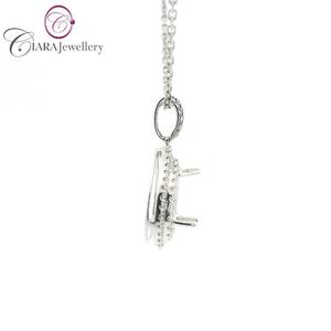 VENTE CHAUDE ÉLÉGANT DOUBLE HALO 18K AU750 OR AVEC DIAMANT NATUREL 8X5.54MM SUPPORT PENDENTIF EN FORME DE POIRE - Product Image 4