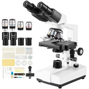 Microscopio Composto da Laboratorio Binoculare con Ingrandimento 40X-2500X, Illuminazione LED, Meccanismo a Due Strati, Obiettivo 100x e Oculare 10x - Product Image 1