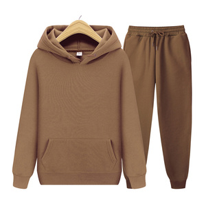 Ensemble de survêtement unisexe noir à capuche, haut à manches longues et pantalon de jogging, couleur unie, décontracté, pour l'automne, respirant, 100% coton - Product Image 3