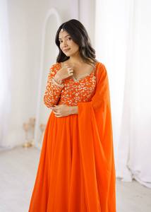 TENNECY Nuevo Vestido de Georgette Bordado con Lentejuelas para Boda y Fiesta - Sin Arrugas, Largo hasta el Tobillo, Reversible - Product Image 2