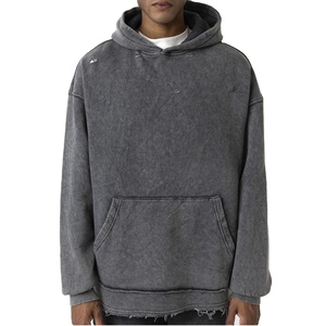 Respirant vintage lavage à l'acide en détresse sweats à capuche pour hommes pull blanc hommes en détresse sweat à capuche - Product Image 1