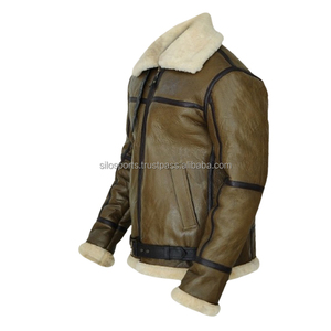 OEM Top Premium Iconic Brown Shearling Chaquetas de cuero casual para hombre Moda de invierno hecha a medida con cuello de piel Tallas grandes MOQ bajo - Product Image 4