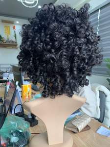 Perruque courte à boucles ressort en cheveux humains Remy vietnamiens, cuticules alignées, douce, 300g, avec closure, prix de gros - Product Image 4