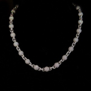 Collar Fino de Plata S925 con Cadena de Cuerda y Diamantes de Diseño Personalizado con Bolas, Joyería Hip Hop para Mujer, Certificado IGI - Product Image 6