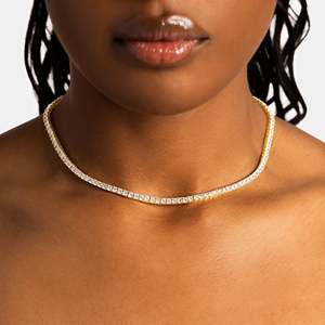 Collier tennis de luxe à sertissage rond en argent sterling 925 plaqué platine, style hip-hop unisexe pour usage quotidien - Product Image 4